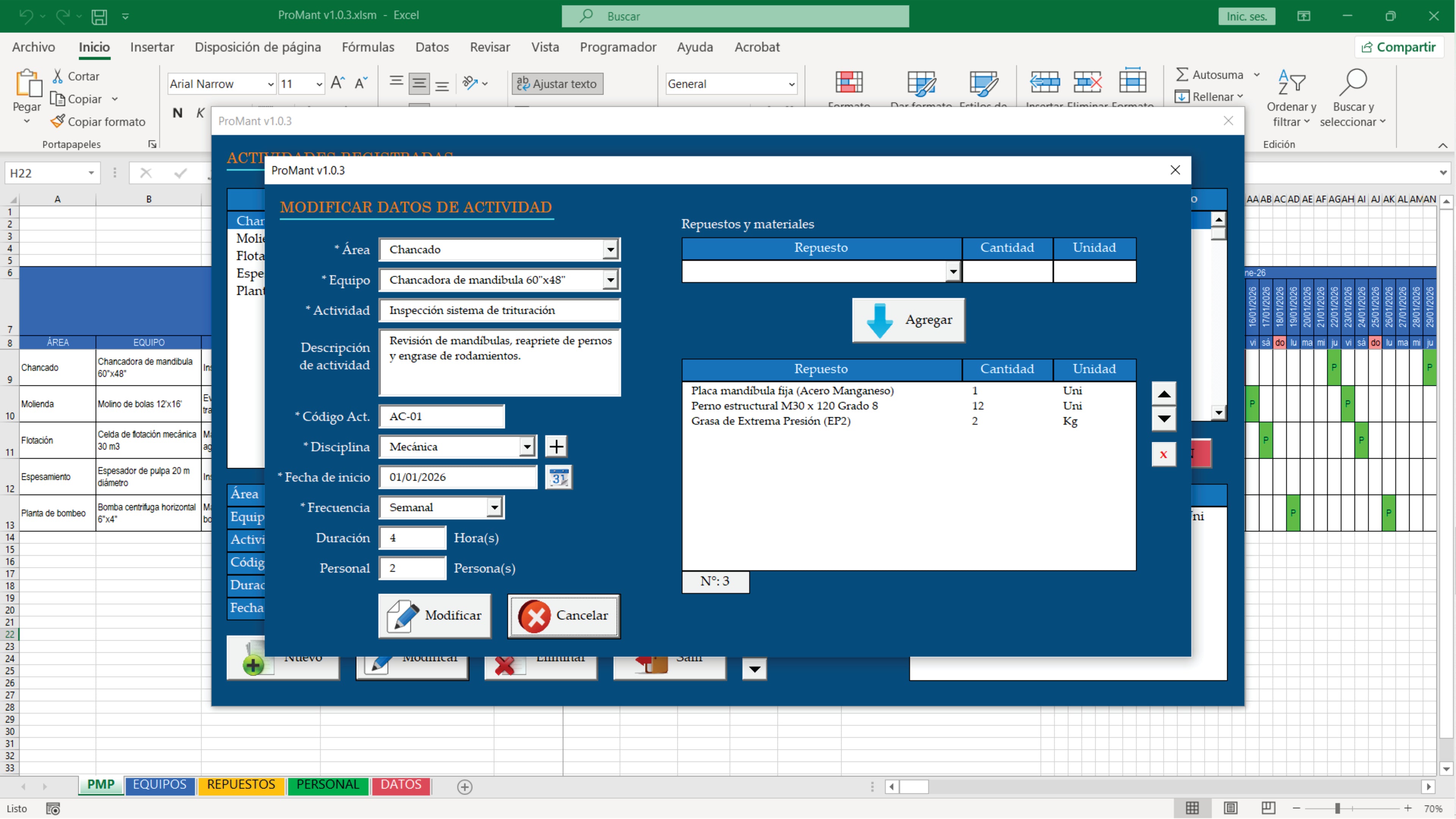 ProMant v1.0.3 - Plan de Mantenimiento Excel VBA